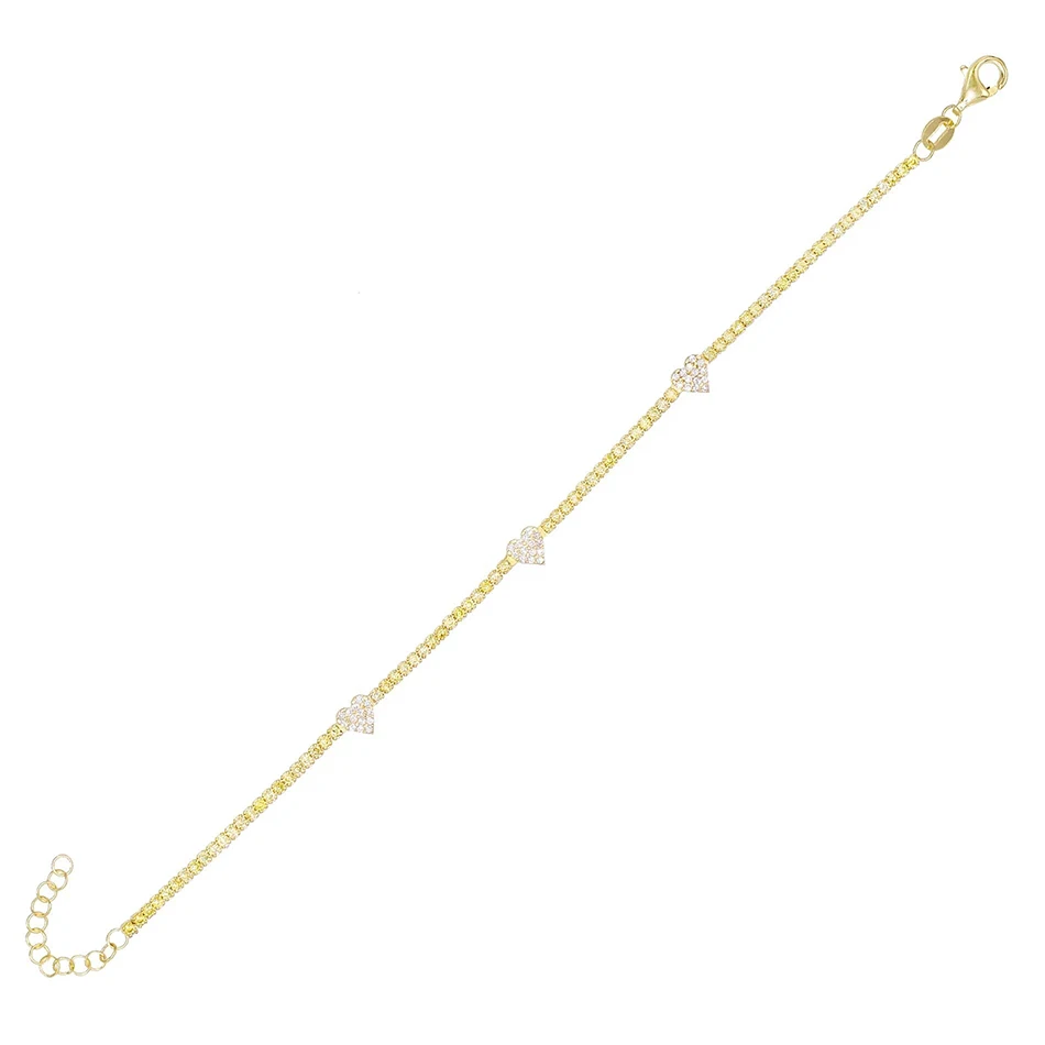 

2020 Women Jewelry Luxury Band 925 Sterling Silver 18k Gold Plated Cubic Zircon Heart Tennis Bracelet For Women, Customized color