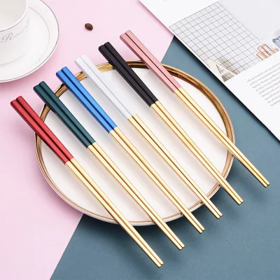 

18/10 Food Grade Korean Style Colorful Stainless Steel 304 Titanium Chopsticks