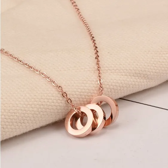 

High Quality Round Stainless Steel Fashion Necklace Rose Gold Women Jewelry