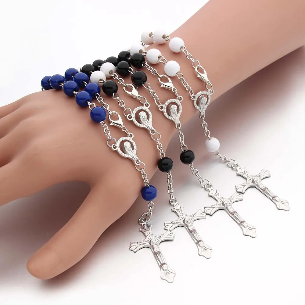 

Religious Catholic Rosary bead Unique Cross Pendants Rosary Chain Bracelet