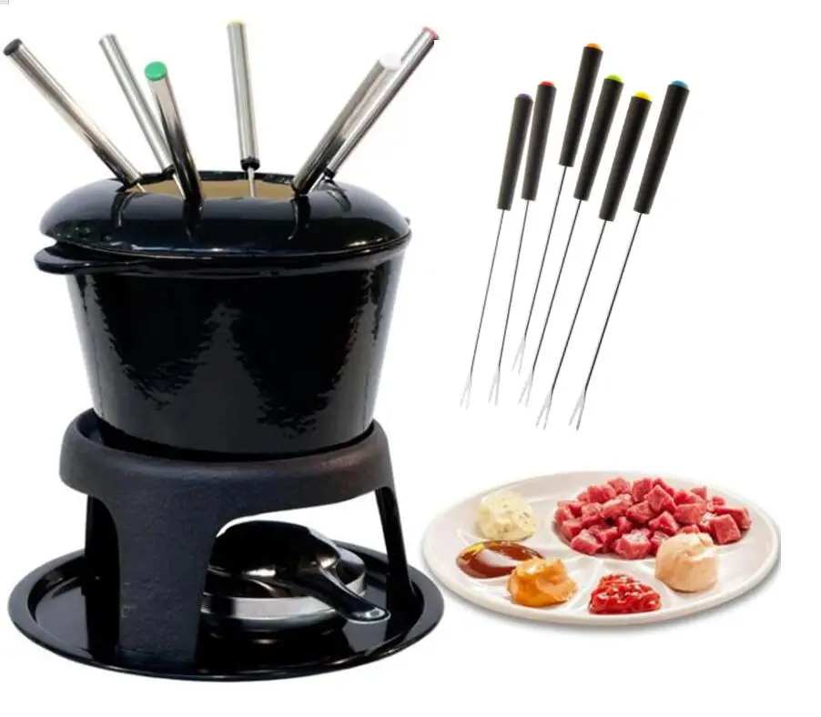 

6pcs/set 9.5'' 24cm Stainless Steel Color Coding Plastic Heat Resistant Handle for Chocolate Fountain Roast Wooden Fondue Fork