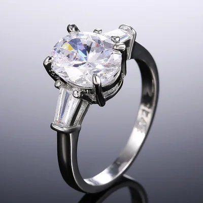 

2021 Sailing Jewelry Cubic Zirconia Ring Luxury Oval Cut Diamond Solitaire Ring Engagement Wedding Band Ring ", Gold/silver