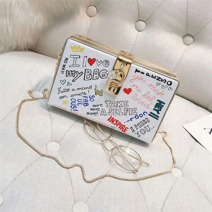 

box cute gift multi color graffiti bags Hot selling fashion cube bag purses purse handbags women luxury female womans