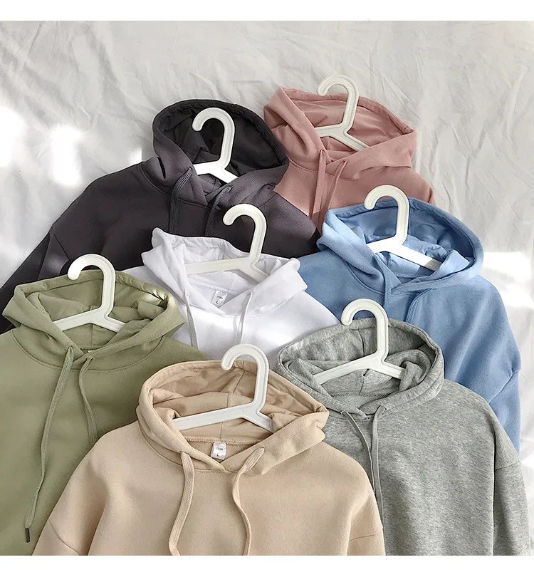 

Woman's Sweatshirts Solid hoodie embroidery custom heavy weight hoodie Pullovers female autumn winter hoodies Oversized, Multi color optional