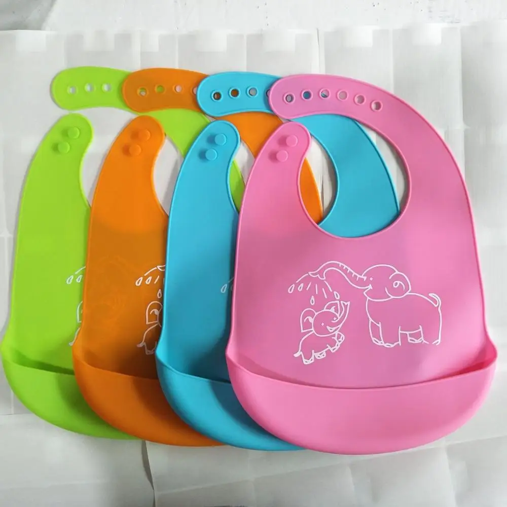 

Quick shipping BPA free 100% Food Grade Baby feeding silicon baby bib with catcher