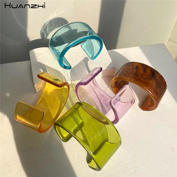 

2021 New South Korea Acrylic Bracelet Simple Geometric Transparent Resin Bracelet Jewelry, Colorful