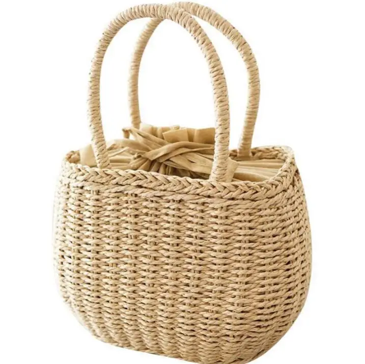 

Hot Selling Casual Woven Beach Bag Holiday Straw Woven Handbag Summer Fashion Vegetable Basket Bag Straw Summer Beach Bags, 2 colors