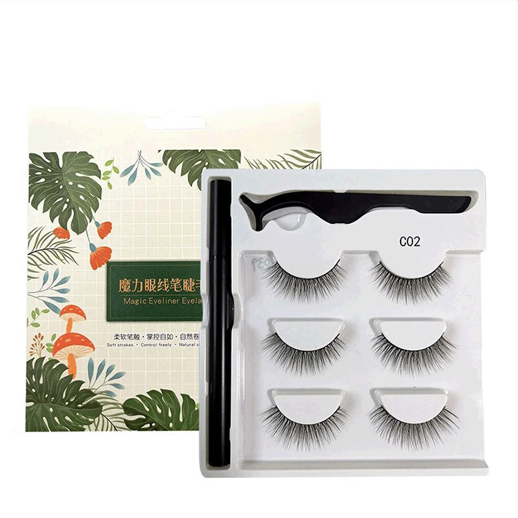 

Magnetic eyelashes with 3 pieces magnets 3d wholesales lashes vendor no glue silk eyelashes