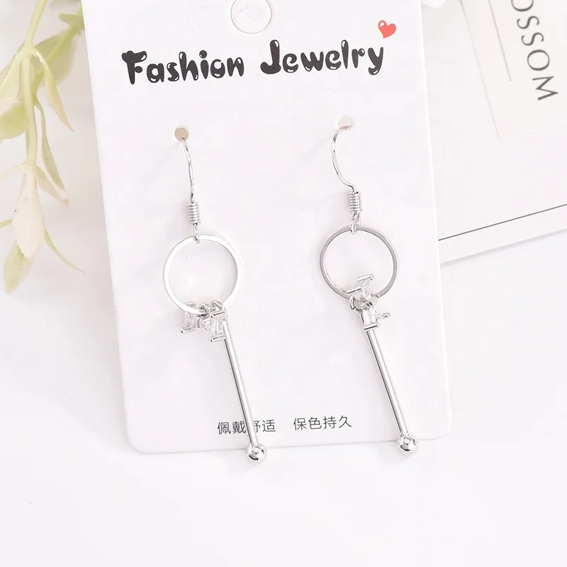 

Inlaid Zircon Bowknot Dangle Earrings for Women Fashion Simple Geometric Circle Female Long Drop Earrings Jewelry