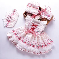 

toddler baby dress vintage ruffles lace fall kids clothes strawberry with hats girl clothes sets children clothing wholesale