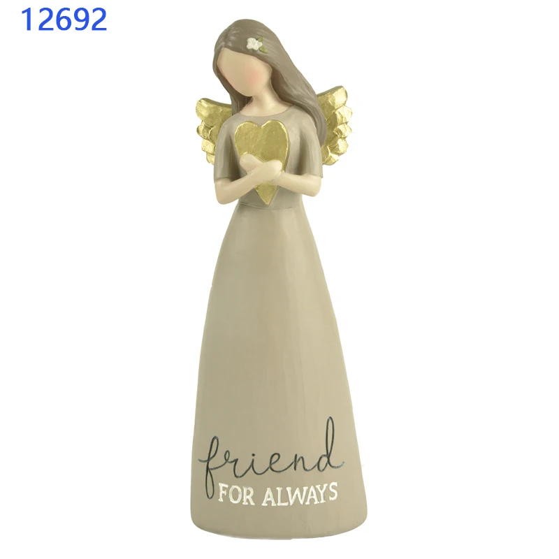 Wall Angel Statue  "FAITH GOD ANSWERS" ANGEL WITH HEART Statuette For Home Decore Angel Statues Resin