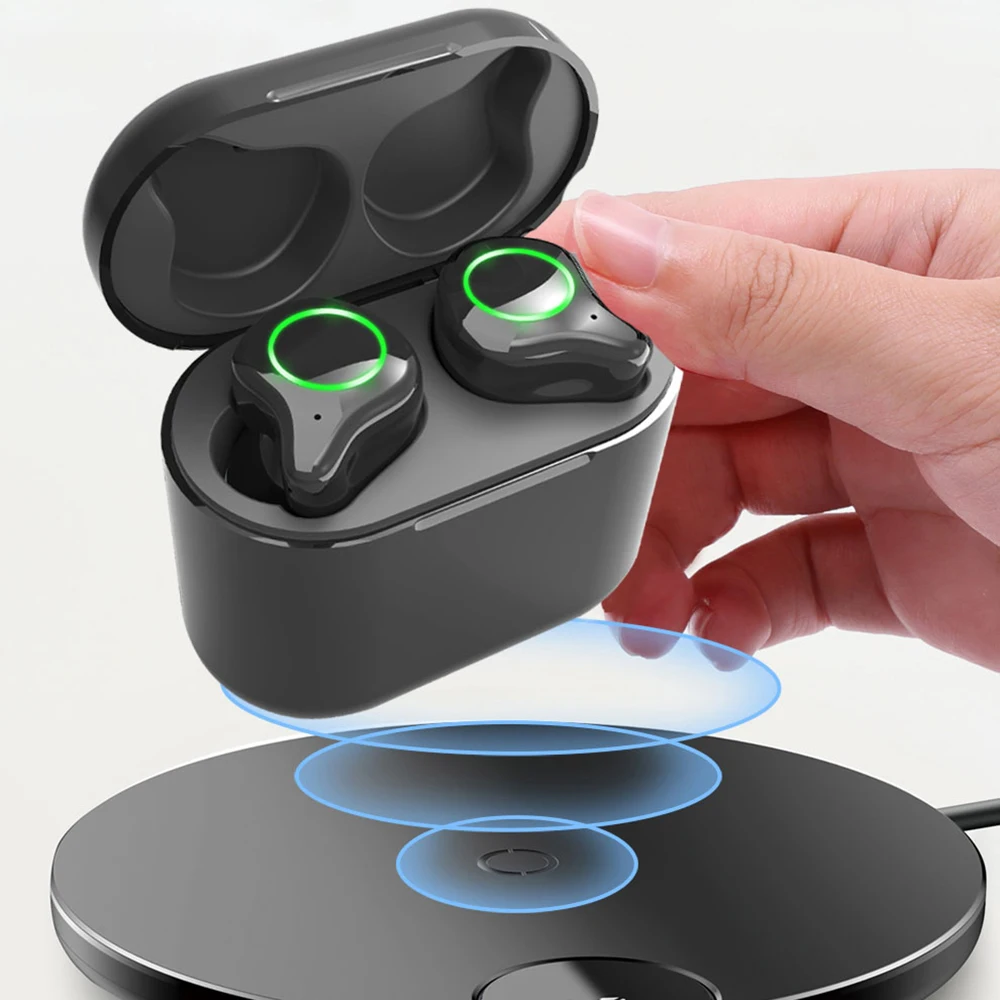 

High Quality Wireless Charging R5 Wireless Earbuds BT 5.0 Auto Boot Paring Black Color Earphones&Headphones 120H Standby Time