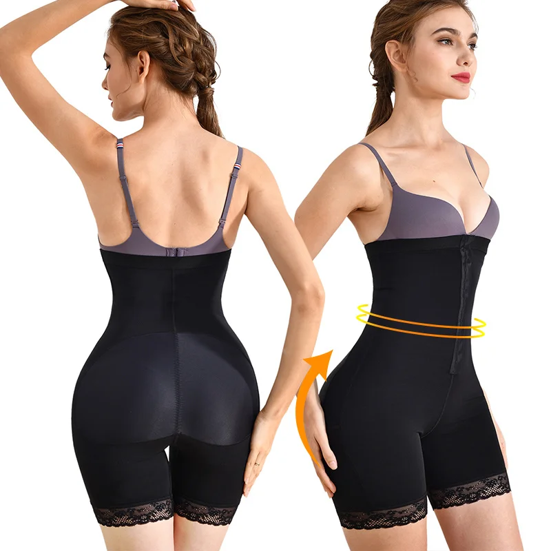 

Factory direct selling slimming high waisted body shaper shorts with front hooks, Nude, black