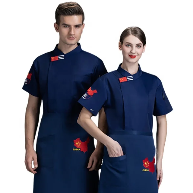 

SunYue Oem Cotton Apparel Factory Supply New Design High Quality Short Sleeve Chef Uniform Chef Jacket, White