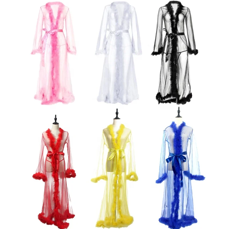 

2021 pajama robe sexy mesh fur robe lingerie women valentines day lingerie, Shown