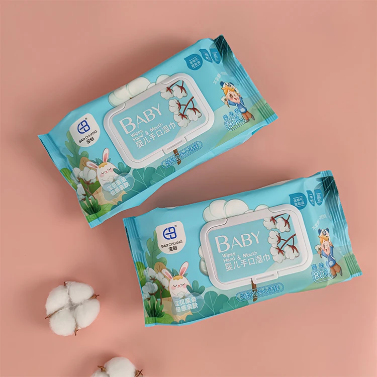

baby wipes wholesale, paper hand-mouthed for newborns, disposable sanitary and portable 80 pumping wipes, Blue