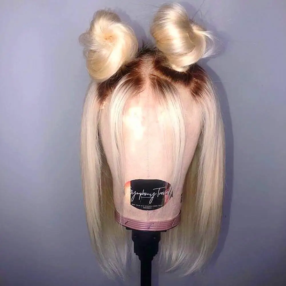 

Same day shipping 100 human hair hair virgin lace front Bob ombre 613 blonde wigs