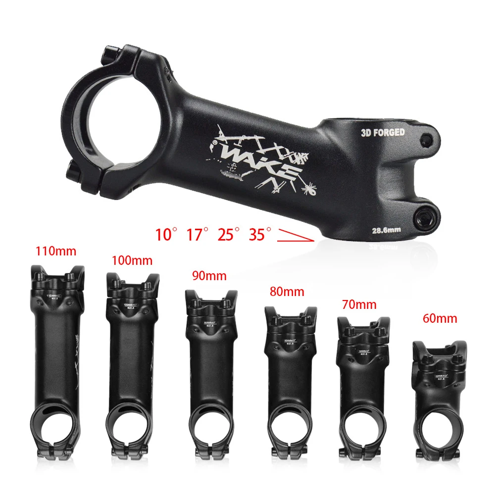 

10/17/25/35 Degree Ultralight Bike Stem 31.8mm 60/70/80/90/100/110 mm Mountain Power Parts Road Bicycle Aluminum Stem, Black