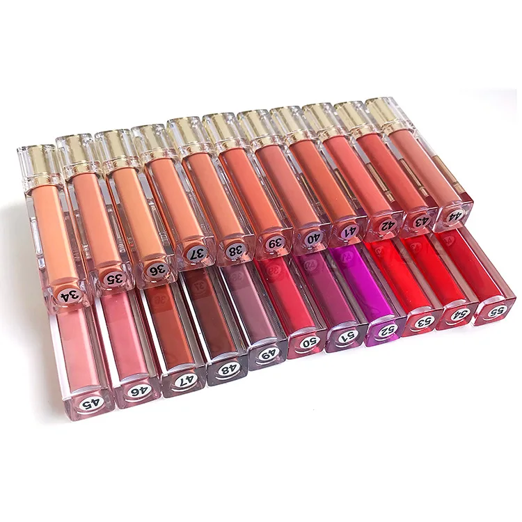 

Hot selling 10 colors metallic matte long lasting lipstick tube vegan nude lip gloss containers