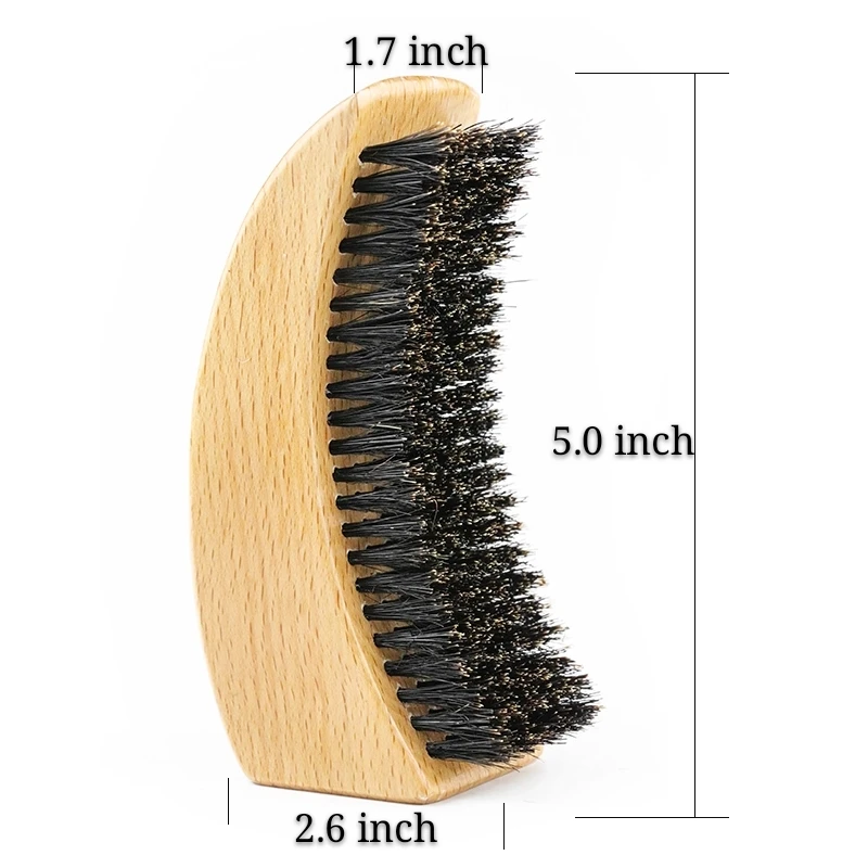 

Custom Logo Natural Wood Biodegradable Detangling Wave Handle Boar Bristle Beard Brush