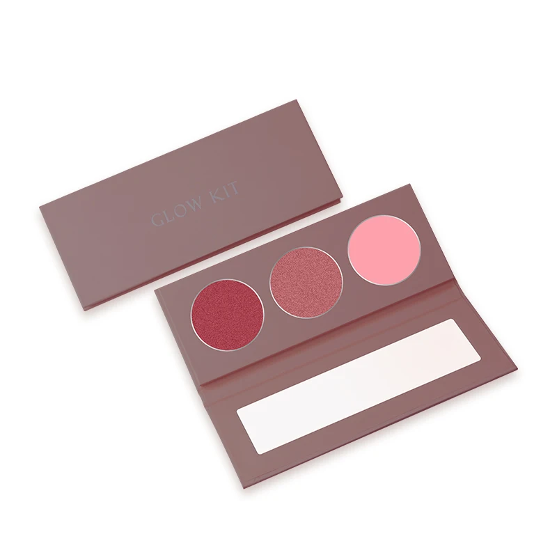 

OEM Cosmetics High Pigments Face Blush Powder Paper Palette Cruelty Free 3 Colors Blush Palette