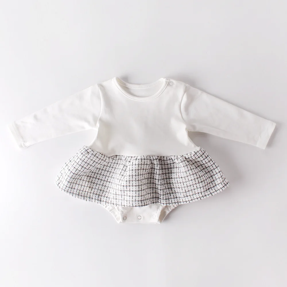 
wholesale newborn baby romper+girls coat clothing set Infants & Toddlers plaid romper ENG008 