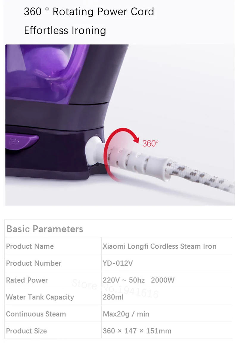 Lofans Yd012v Cordless Electric Steam Iron For Garment Steam Generator