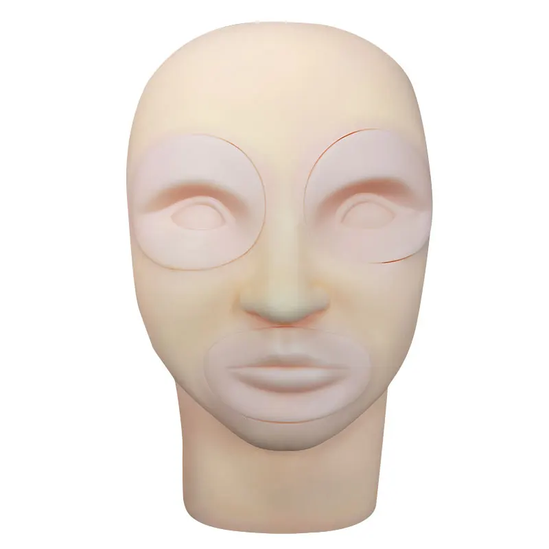 

High Quality Reusable Silicone Permanent Makeup Practice Skin Mannequin Head for Tattoo Training, Skin color