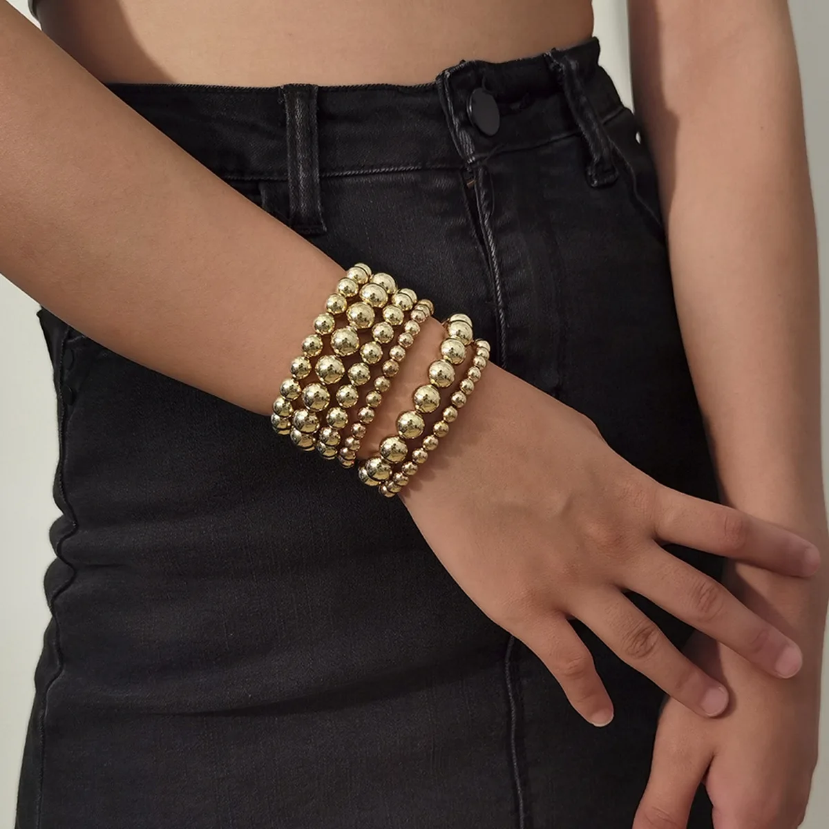 

Simple personality geometric multilayer round beads bracelets for girls jewelry, As picture