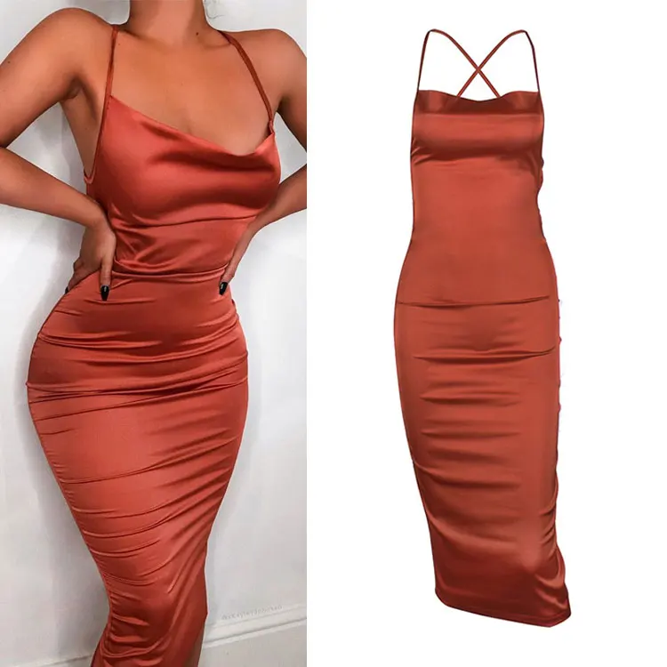 

Hot Sale Women Clothing Ladies Summer Fashion Vetement Femme Fitted Dresses Women Spaghetti Straps Lady Elegant Bodycon Dress