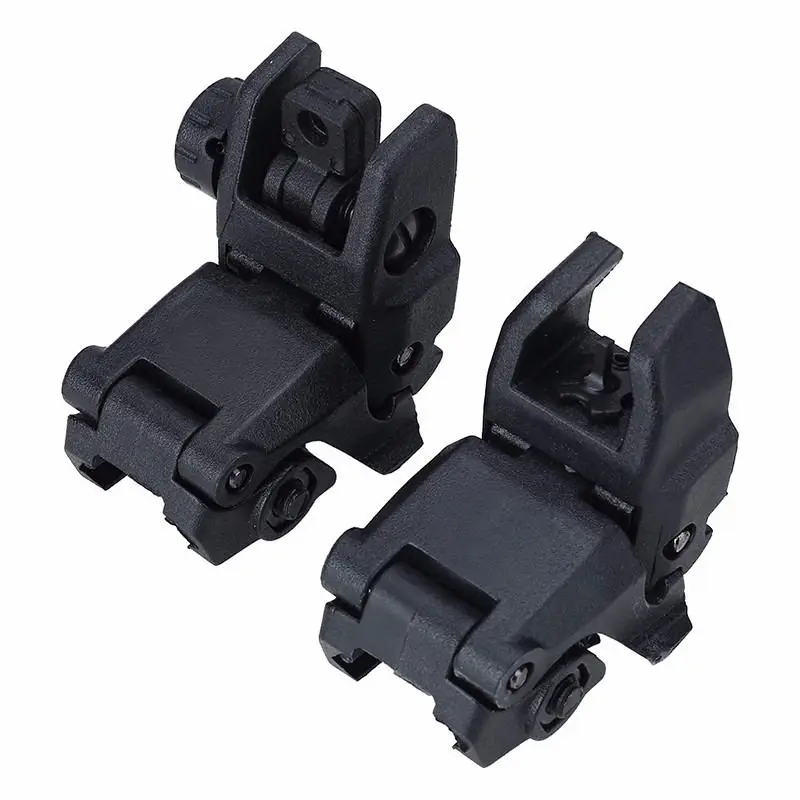 

Black Polymer Tactical BUS Folding Flip Up Backup Front Rear Sight 20MM Picatinny Rail Sights mbus airsoft