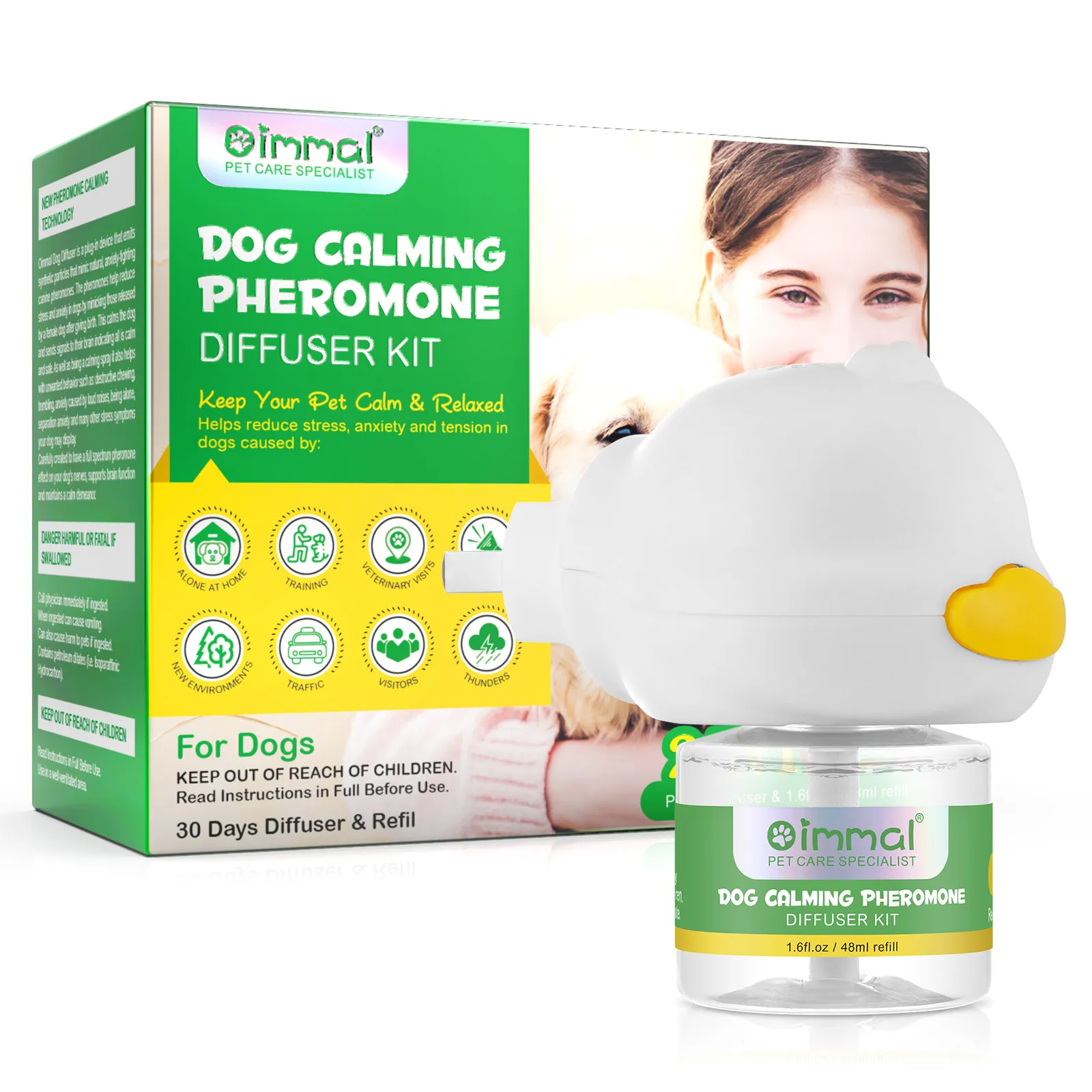 

Optimum Helps Reduce Stress 60 DAYS SUPPLY Dog Enhanced Calming Pheromone Diffuser Kit with Diffuser&Refill