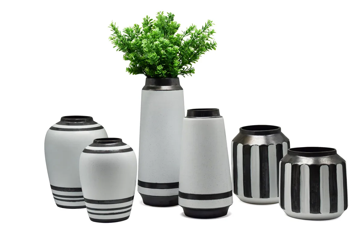 Black Lines Ceramic Vases and Pots for Flower Home Decoration Wholesales