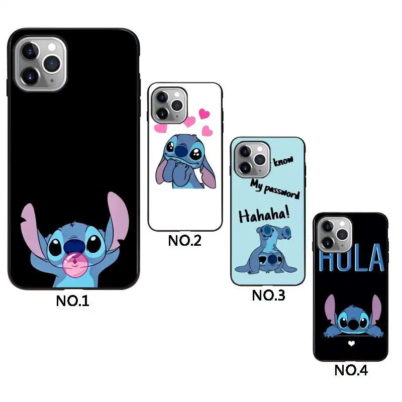 

Cute cartoon Lilo Stitch black mobile phone cover for iphone