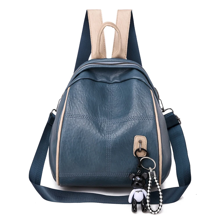 

Fashion leisure ladies girls pu leather double shoulder small backpack with key chain decoration, Black,gray,brown, red