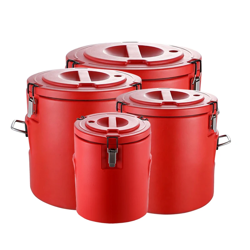 Insulated Food Barrel — Red, Round (4-Piece Set)
