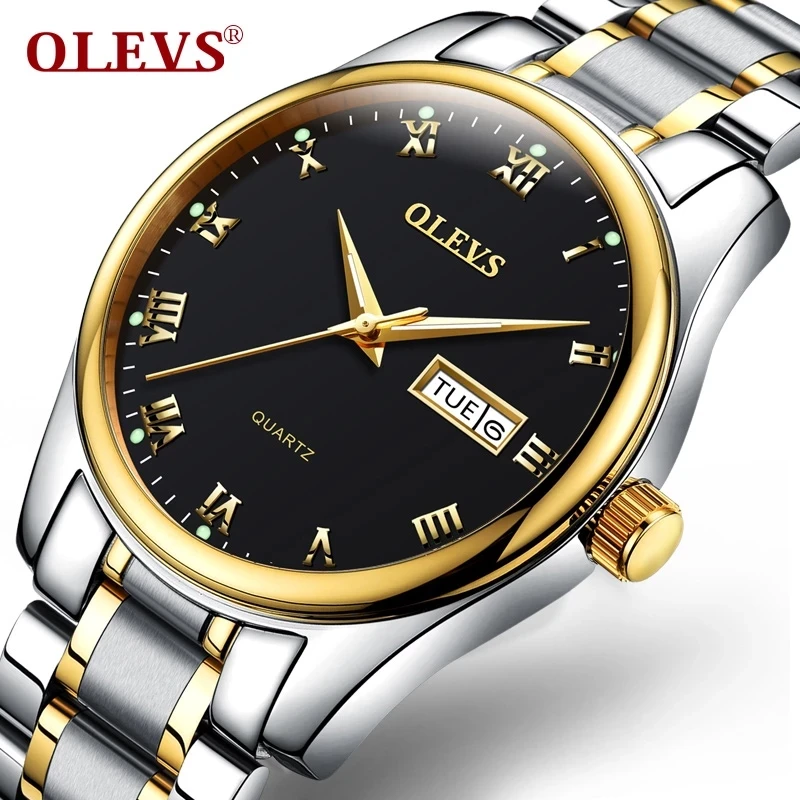 

OLEVS Couple Watch 5568 Fashion Quartz Waterproof Ladies Watches Men Wrist Leather Business Male Date Clock Relogio Masculino, 8-colors