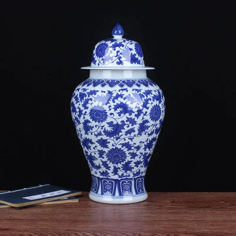 

Chinese Style Household Practical Porcelain Ornaments Ceramic Vase Blue and White Antique General Pot