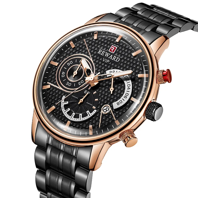

Reward Classy Business Mens Watches Casual Waterproof Stainless steel Quartz Wristwatch Clock Men Watch