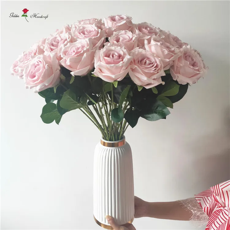 

QSLH-C1313 High Quality Wedding Decorative Single Flower Silk Rose for Flower Arrangement