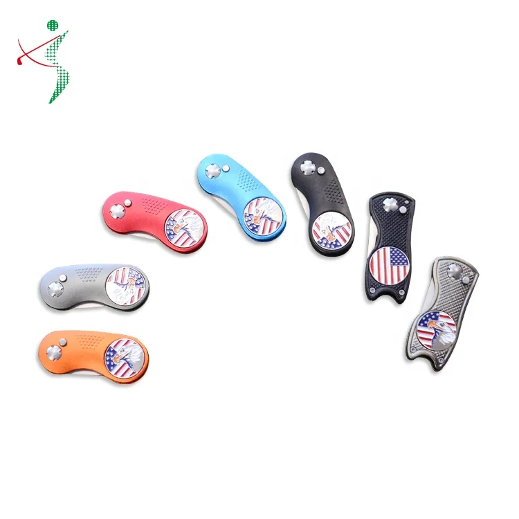 

New Popular Retractable Metal Golf Divot Tool with Ball marker, Multicolor