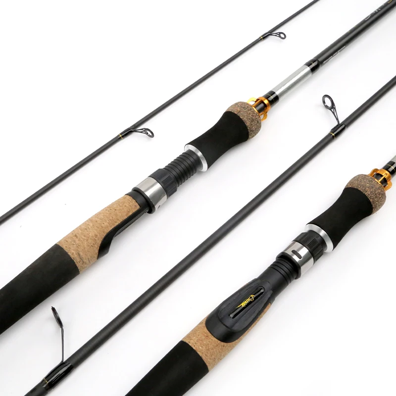 

2.4 m High quality Carbon Fiber sea bass Rod 2 Sections two piece Lure fishing pole Ultra Light ultralight Fishing spinning Rod, Black