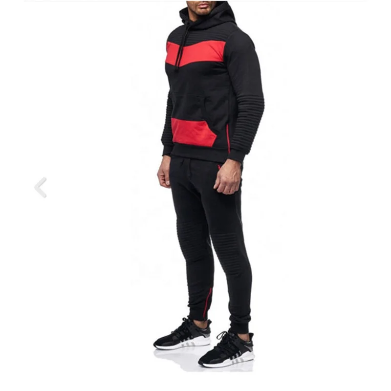 Newest mens tracksuit drawstring hood matching joggers set gym plain sports tracksuits men Training & Jogging Wear sweatsuit