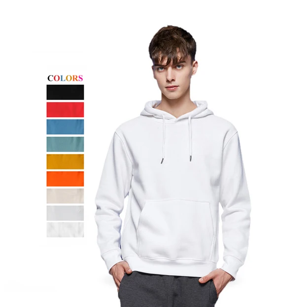 

New Fashion Men Autumn Winter Hooded Street Long Sleeve loose Solid Color Hooded Casual Blouse Fleece Tops White Hoodies, Colors