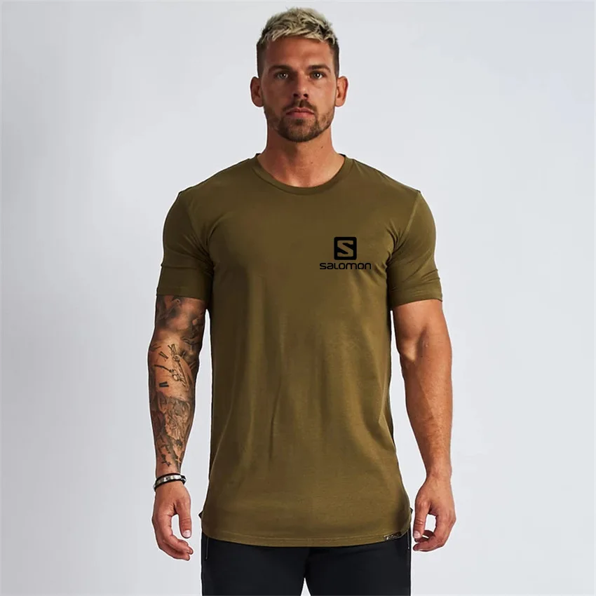 

New letter-printing workout fabric fitness gym summer casual men clothes T shirts