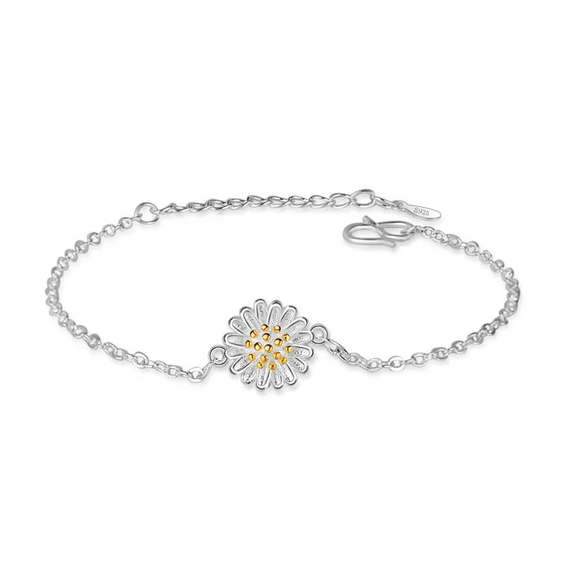 

Gold Bracelet Classic Hipster Bracelet for Women Simple Golden Sunflower Daisy Bracelet Femme Jewelry bransoletki damskie