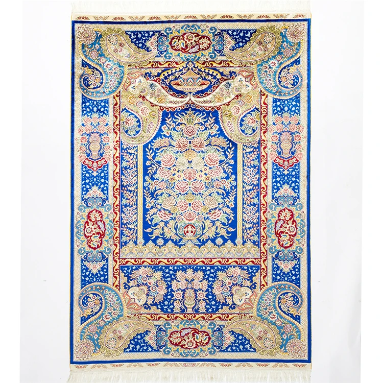 

4x6ft blue handknotted silk style prices handmade antique carpet persian