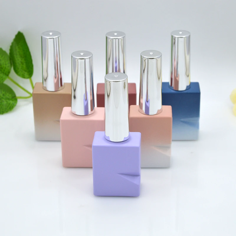 

Factory stock luxury 10ml empty Gradient glass nail polish square nail polish bottle special custom nail polish bottle