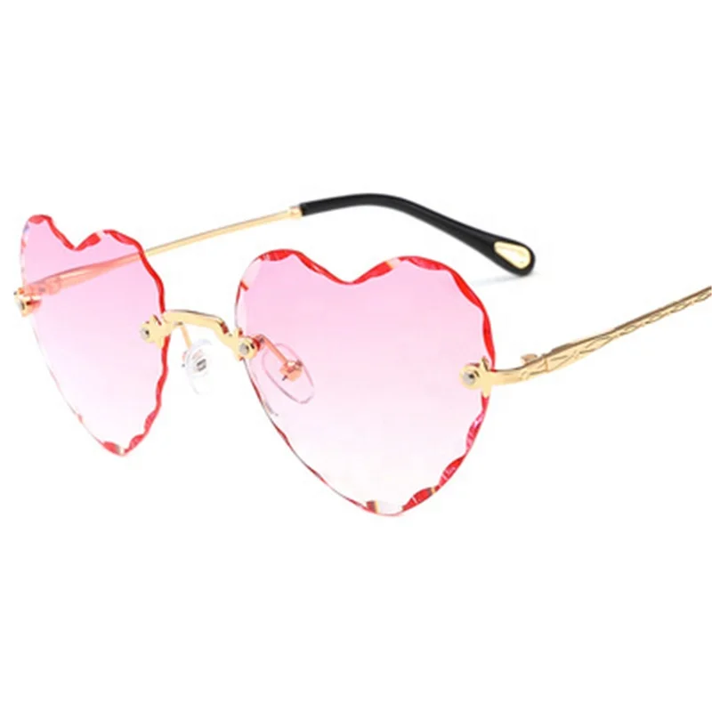 

Fashion Colorful Peach Heart Ocean Rimless Frameless Sunglasses, 8 colors
