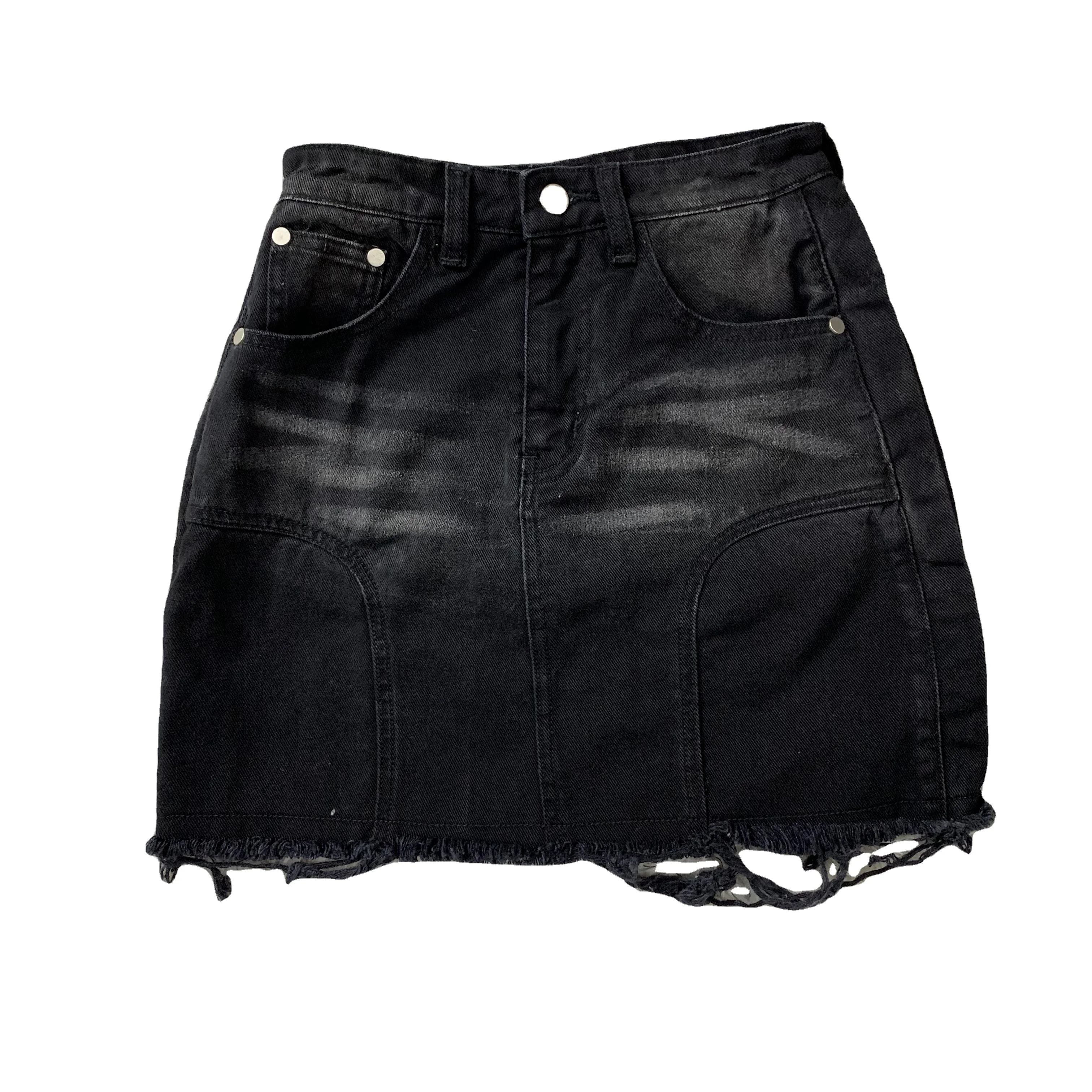 DENIMGUYS Custom Distressing Short Mini Hip Wrap Skirts for Ladies Women